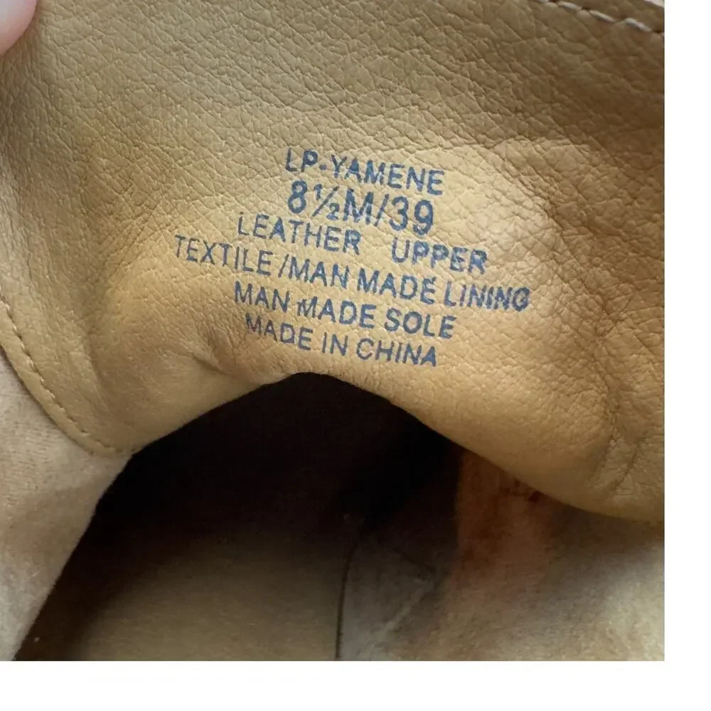 Lucky Brand Yamene Camel Suede Leather Wedge Lace Up Booties Women's Size 8.5